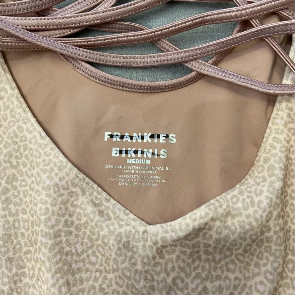 New! Frankie’s bikinis Alice Terry Wrap One Piece leopard Swimsuit 24420